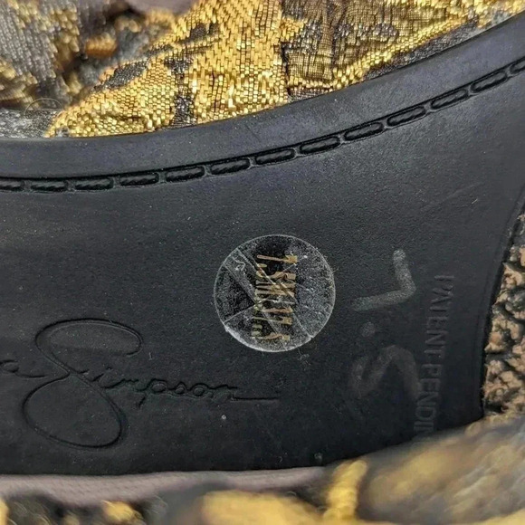 Jessica Simpson Nolan Bow Shimmery Gold Floral Ballet Flats - 7.5 - Picture 10 of 10